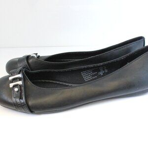American Eagle Women's Casual Slip On Ballet Flats With Buckle Trim Size 8 Black